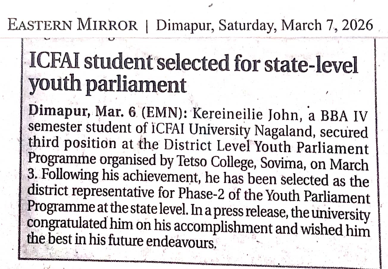 ICFAI student selected for state-level youth parliament