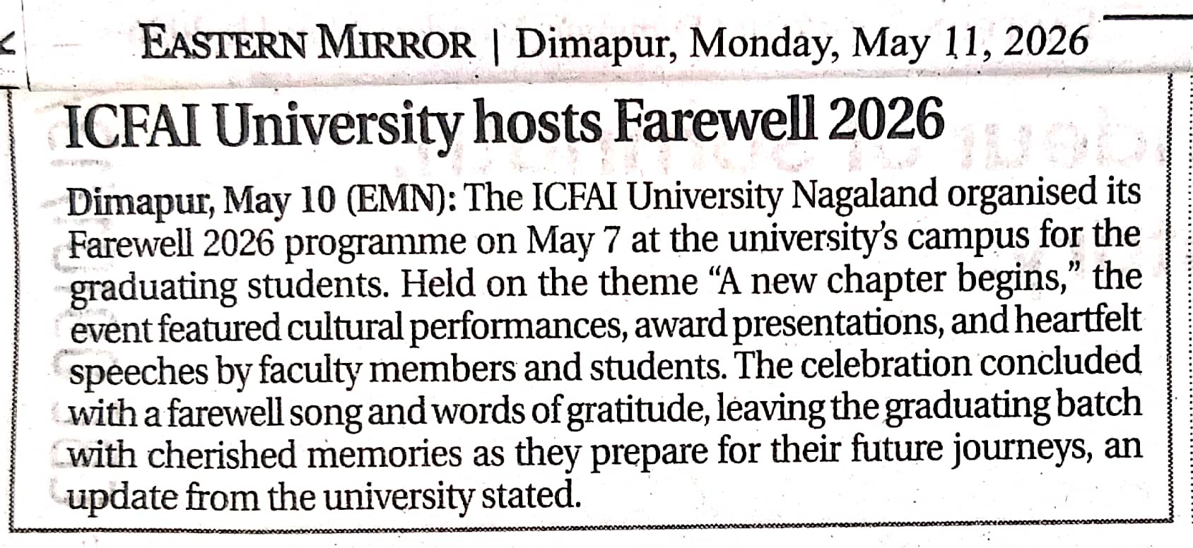 ICFAI University hosts Farewell 2026