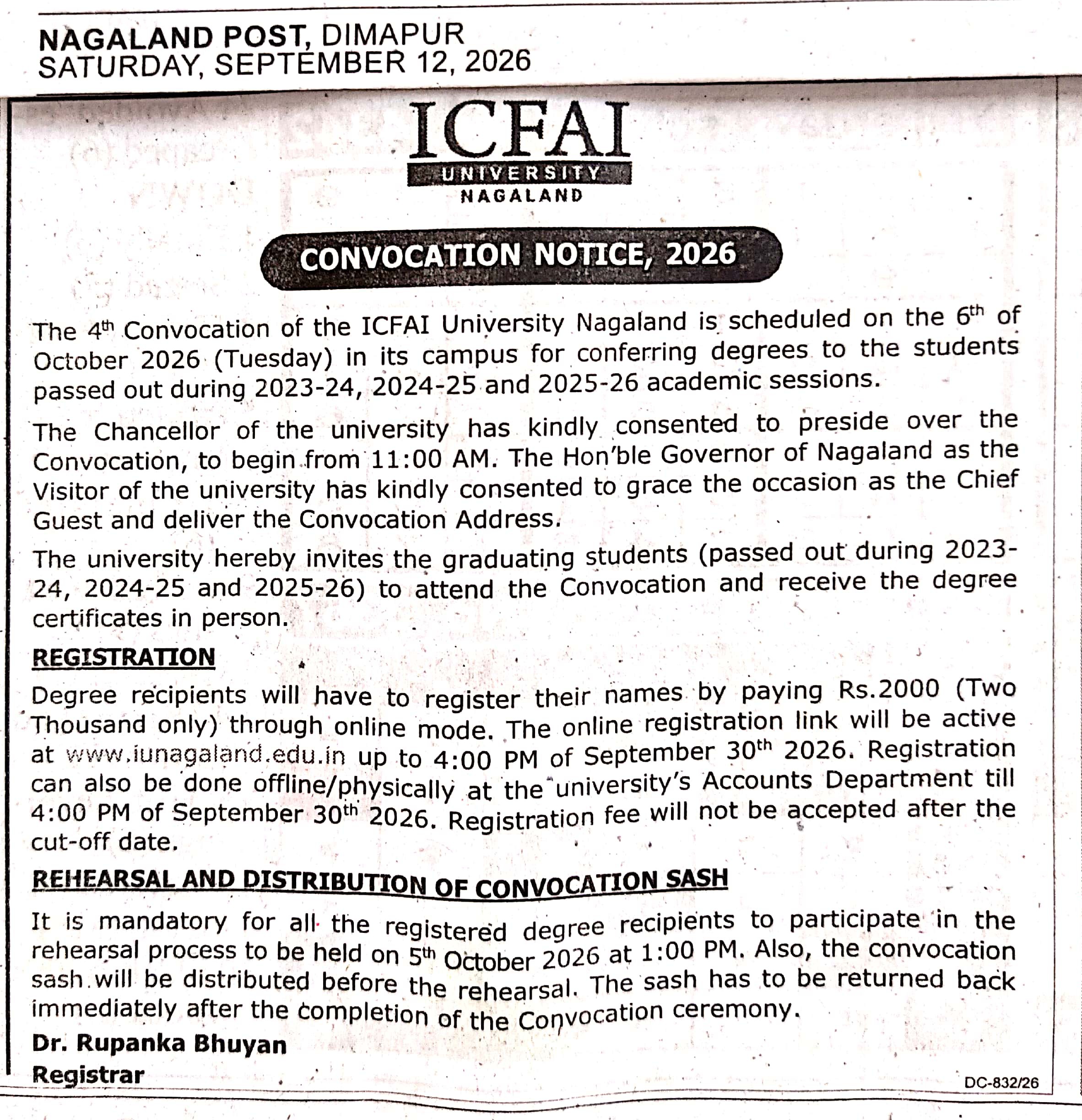 Convocation Notice 2026